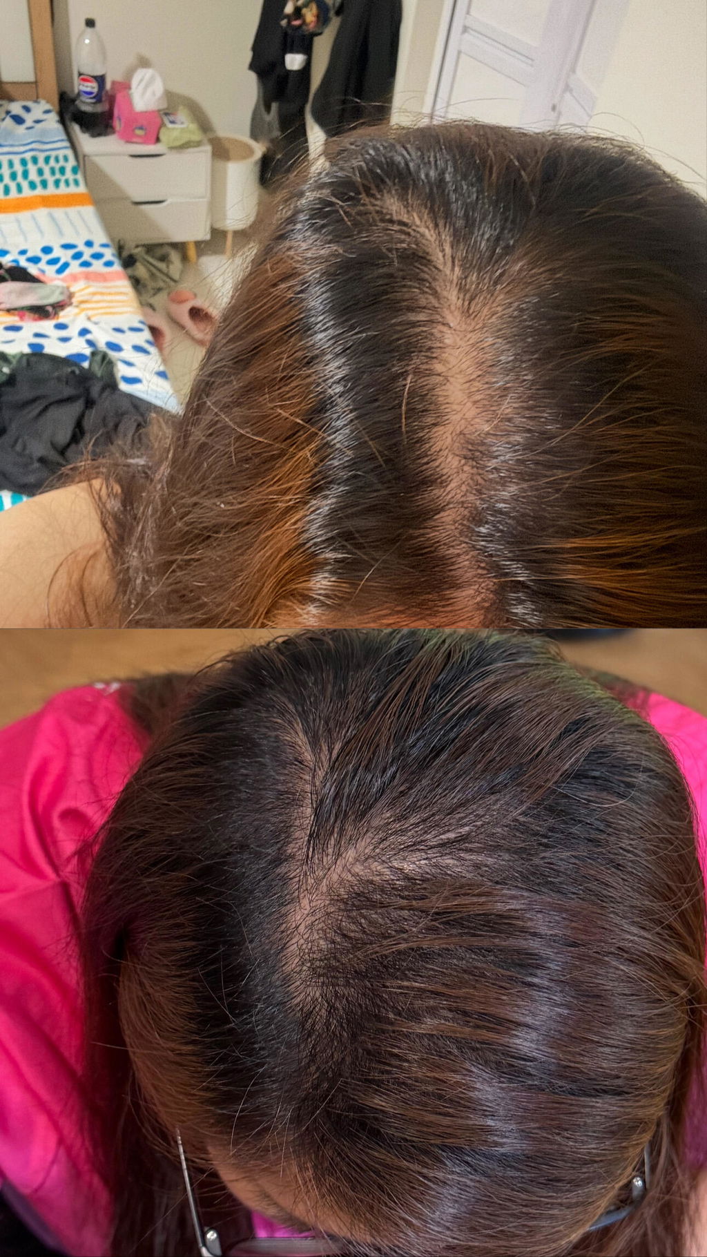 A customer's part line photographed before starting, above, and again two months later, below.